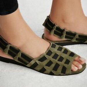 Free People Suede Swift Woven Slingback Flat Sandals